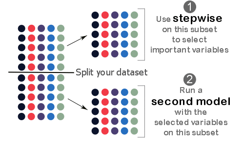 obtain unbiased estimates with stepwise selection by splitting the dataset