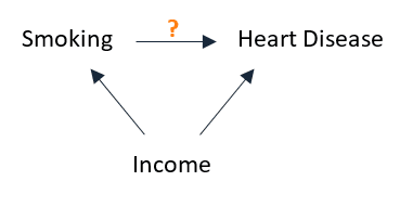 Representing the confounding effect of income in a causal diagram